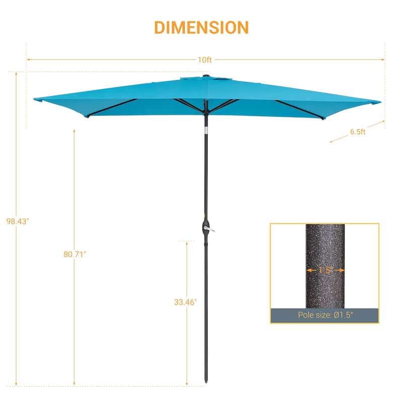 LIVOOSUN 10 x 6.5ft Outdoor Market Patio Umbrella w/Tilt and Crank