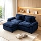 preview thumbnail 95 of 109, Modular Cloud Chenille Sectional Sofa with Ottomans, Deep Seat Convertible L-Shaped or U-Shaped Couch Navy/2 Seats with 1 Ottoman - Reversible