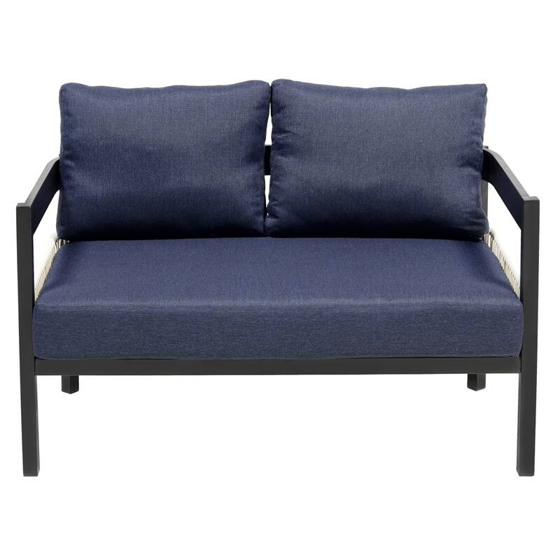 Modular Outdoor Sofa Set with PE Wicker & WPC Table, Rust-Proof Frame