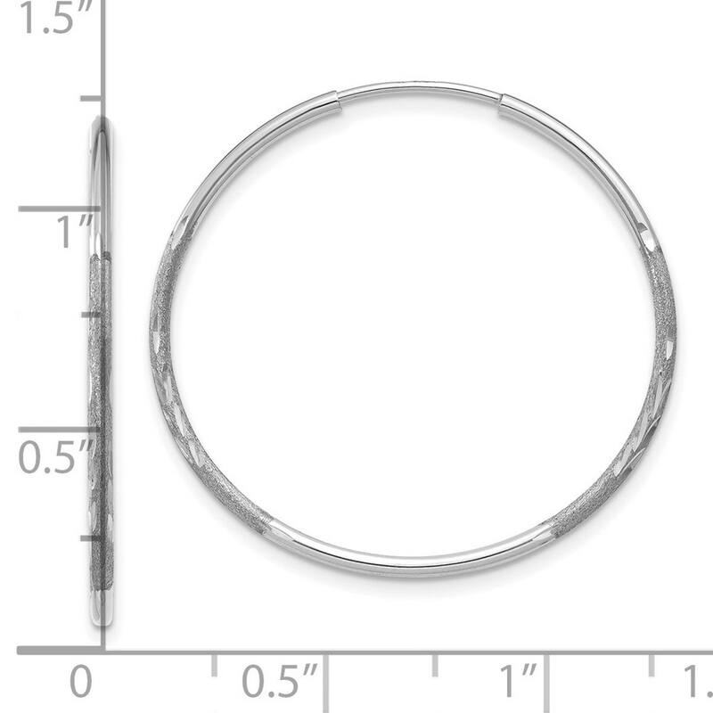 Curata 14k White Gold Sparkle Cut Endless Hoop Earrings - 26x26mm