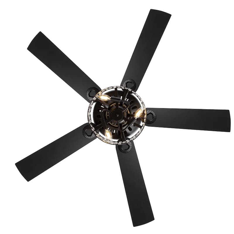 52-inch Reversible 5-Blade Crystal Caged Ceiling Fan with Light and Remote