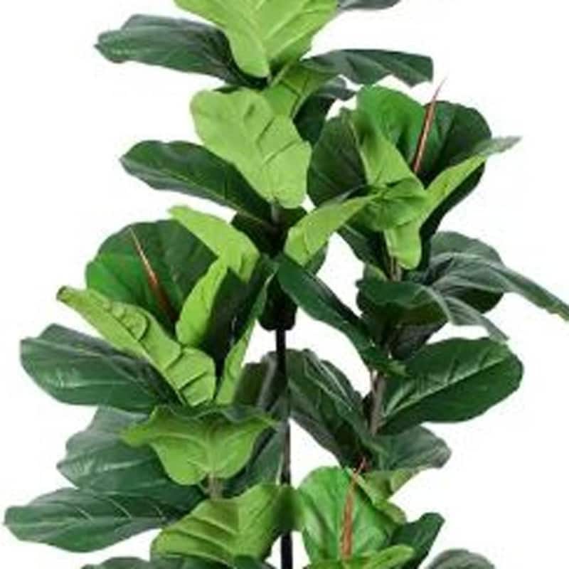 HomeRoots 73" Green Artificial Fiddle Leaf Tree in a Black Pot - 6.69 in. x 72.83 in. x 6.69 in.