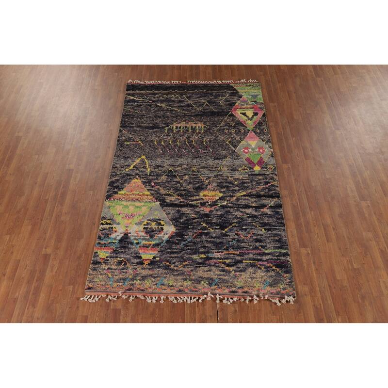 Moroccan Oriental Area Rug Handmade Wool Carpet - 5'7" x 9'4"