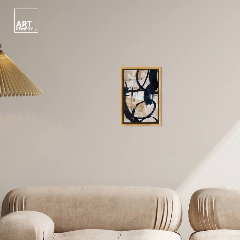 Art Remedy Flowing Ii Framed Abstract Shapes 1 Piece Canvas Wall Art