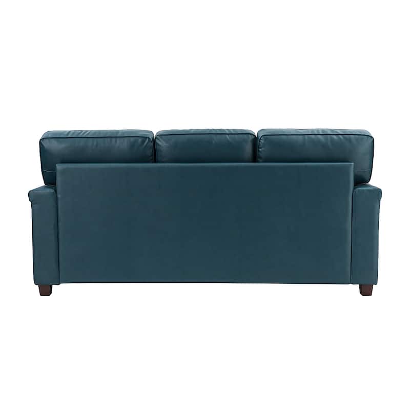 Rita Living Room 3-Seat Genuine Leather Sofa with Solid Wood Legs and Nailhead