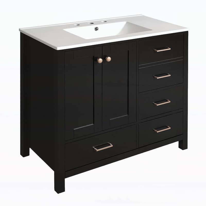 Freestanding Vanity Set with 4 Drawers& Soft Closing Doors