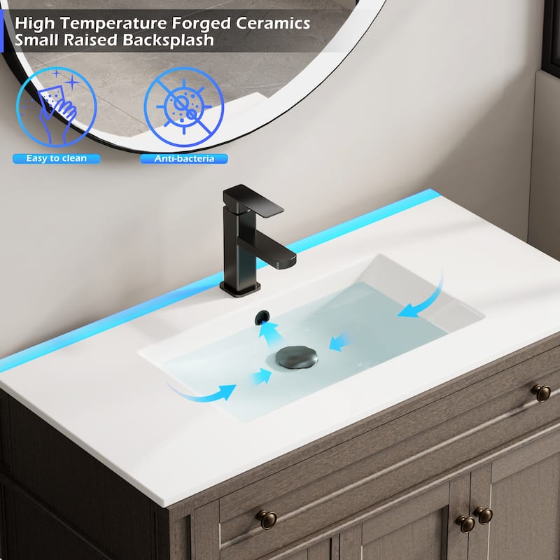 Retro Bathroom Vanity W/ Drop in Sink Combo Cabinet Set
