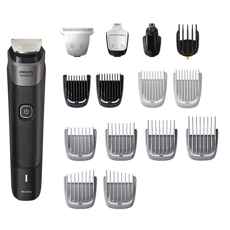 Multigroom Series 5000 18 Piece, Beard Face, Hair, Body Hair Trimmer for Men - NO BLADE OIL - Black