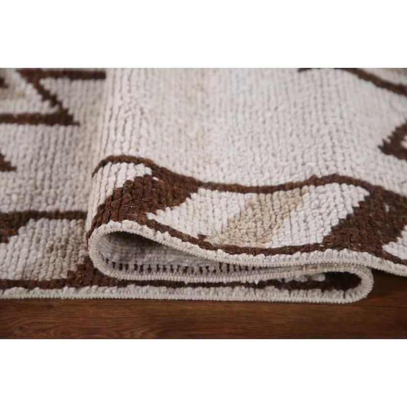 Natural Dye Anatolian Turkish Runner Rug Handmade Beige Wool Carpet - 2'11"x 12'2"