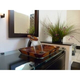 Shop Kraus Amber Rectangular Glass Sink And Waterfall