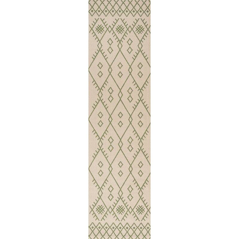 JONATHAN Y Zolak Moroccan Indoor/Outdoor Area Rug - 2 X 8 - Beige/Green