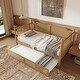 preview thumbnail 3 of 8, Traditional Style Rattan Daybed with Full Trundle for Limited Space, No Box Spring Needed, Full Size, Walnut