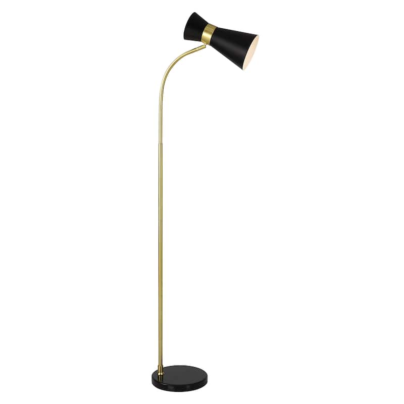 Copper Grove Gold and Black Cone Floor Lamp with Solid Marble Base