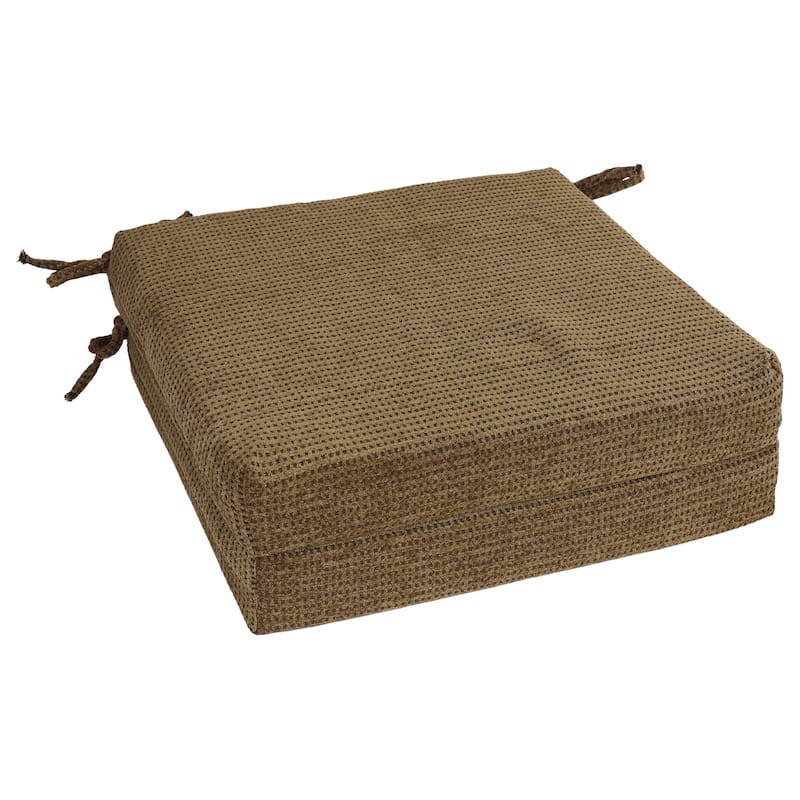 20-inch by 19-inch Jacquard Chenille Chair Cushion - 20 x 19 - Gingham Brown - Set of 2
