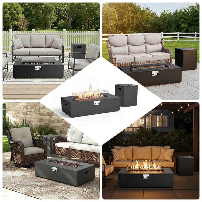 Pocassy Outdoor 43 In Fire Pit Table with Tank Holder