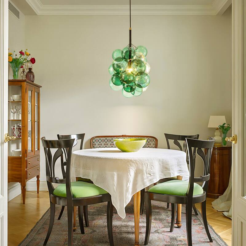 1-Light Modern Glam Sputnik Cluster, Glass Globe Bubble Chandelier for Dining Rooms, Foyers, Hallways
