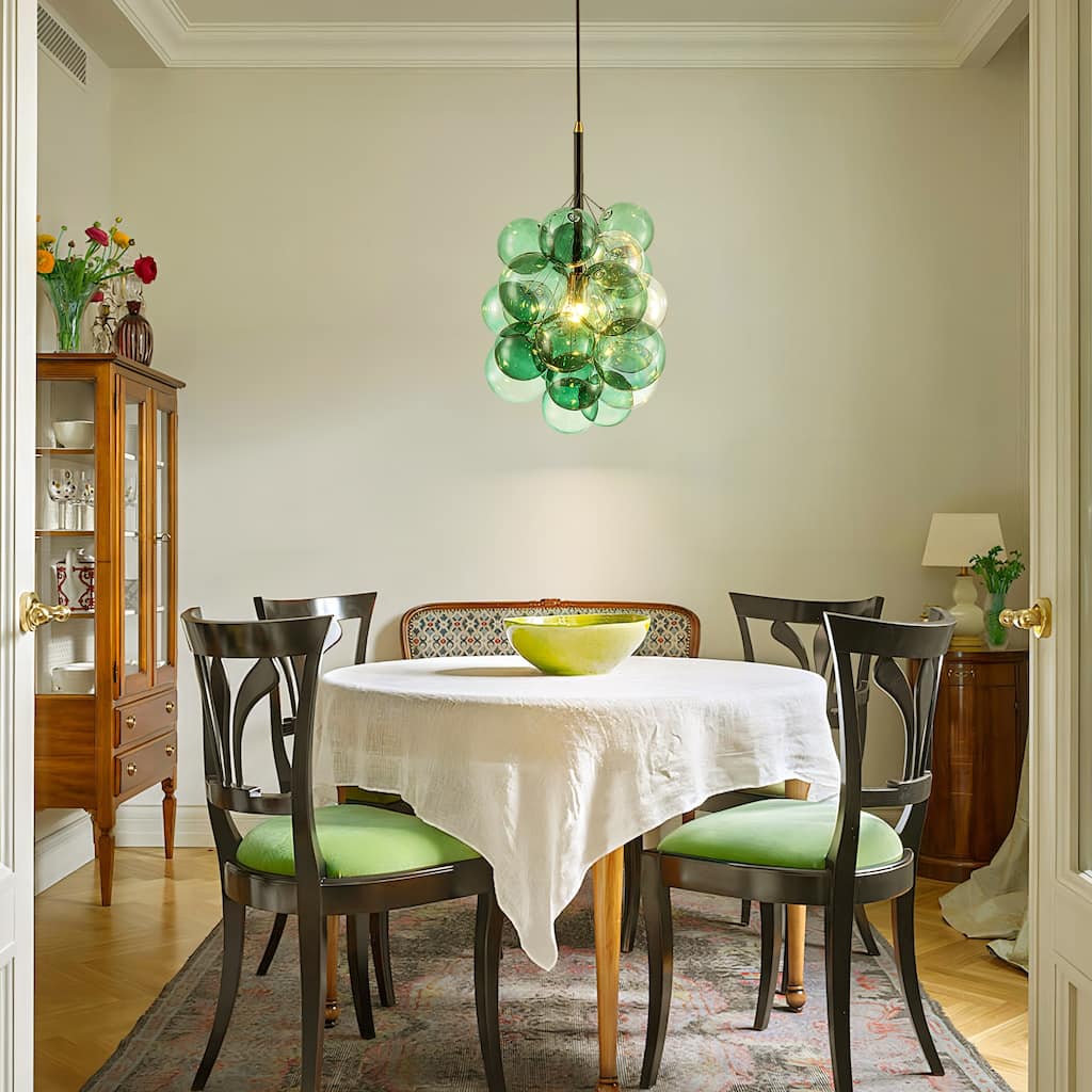 1-Light Modern Glam Sputnik Cluster, Glass Globe Bubble Chandelier for Dining Rooms, Foyers, Hallways
