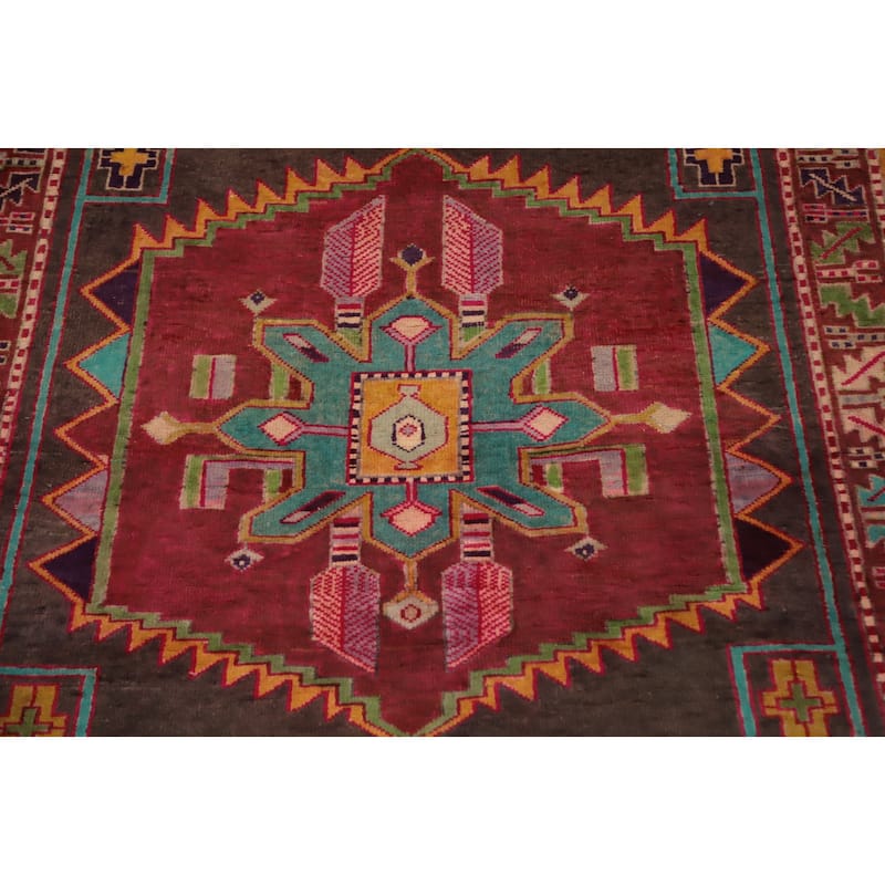 Hand Knotted Oriental 100% Wool Carpet Traditional Tribal Greys & Charcoal Ardebil Runner Rug - 10' 4'' X 3' 10''
