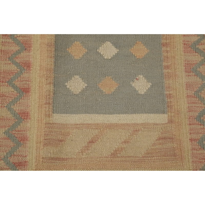 Hand Woven Oriental 100% Wool Carpet Southwestern Tribal Multi-Colored Kilim Runner Rug - 7' 10'' X 2' 1''