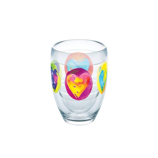 Shop Multicolored Hearts 9 Oz Stemless Wine Glass On Sale