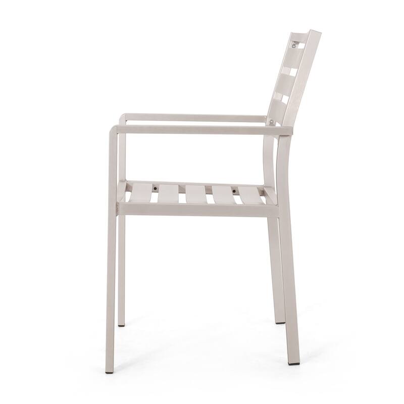 Aluminum Dining Chair Set of 2, Kitchen Dining Chairs Family Gatherings Bistro Chair, Outdoor Garden Chair Side Chair, Silver