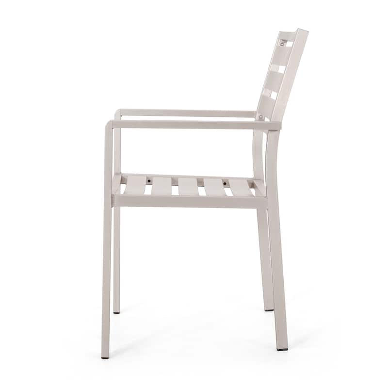 Roomfitters Outdoor Modern Aluminum Dining Chairs, Set of 2, Stylish and Durable Design, Silver