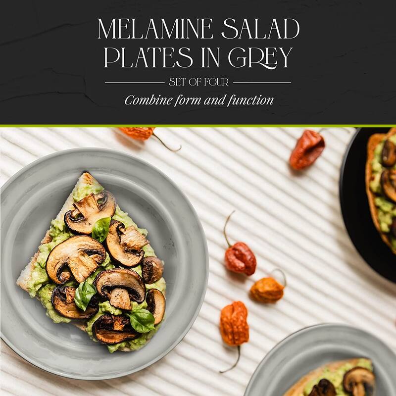 Fifth Avenue Melamine Salad Plates, Lightweight Plates, Set of 4 - 11 Inch