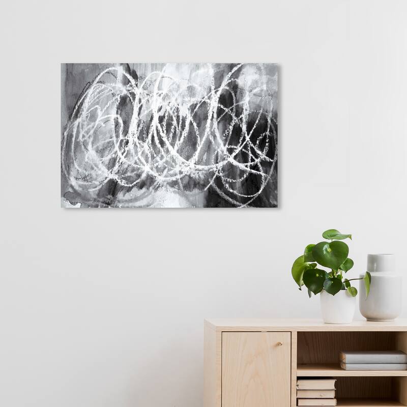 Wynwood Studio Canvas Abstract Pastel Chalk Swirl Black and Modern & Contemporary Wall Art Canvas Print - 20 x 30