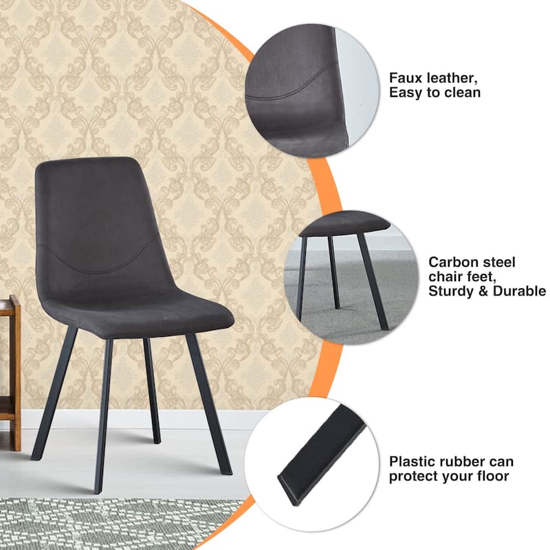 Dining Chairs Set of 2 Mid-Century Metal Legs Gray for Kitchen Dining