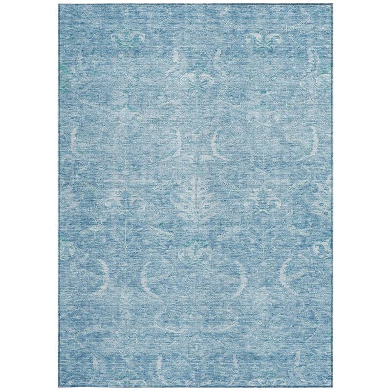 HomeRoots Damask Transitional Rectangle Outdoor Rug