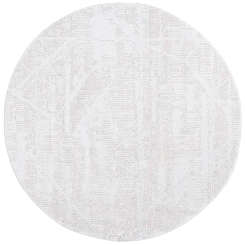 SAFAVIEH Kingston Wilke Modern & Contemporary Rug - 6'7" Round - Ivory/Light Grey