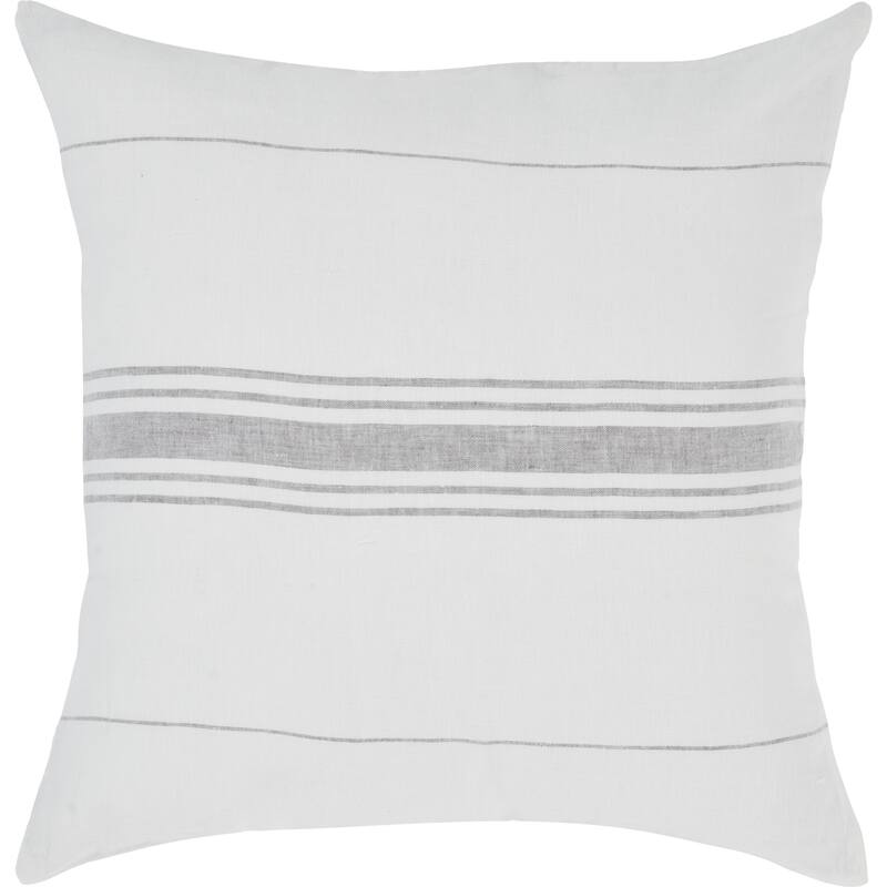 Striped Square Throw Pillow - 20" - Ivory and Gray
