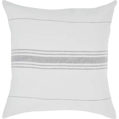 Striped Square Throw Pillow - 20" - Ivory and Gray