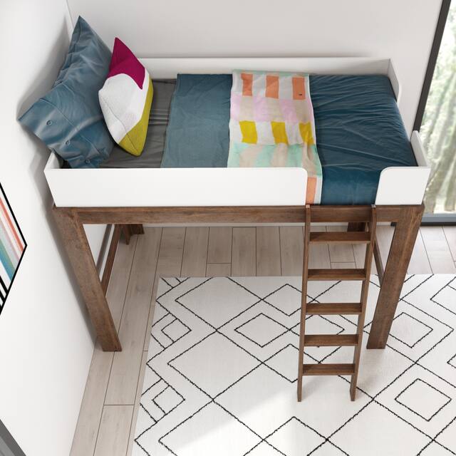 Mid-Century Modern Twin-Size High Loft Bed