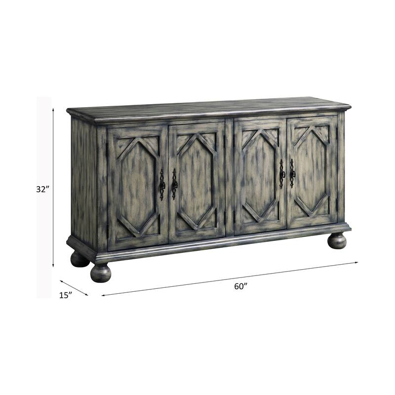 Charming Rustic Console Cabinet with Intricate Design for Versatile Storage
