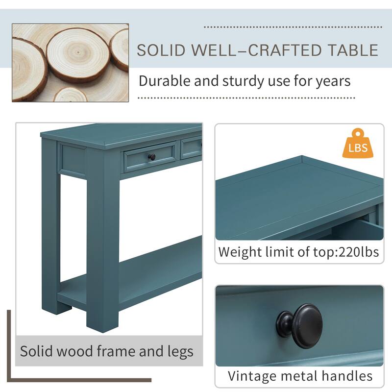 Console Table/Sofa Table with Storage Drawers and Bottom Shelf