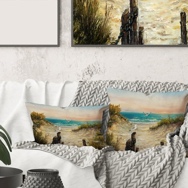 Designart 'Ocean Dunes During Pink Sinset' Nautical Coastal