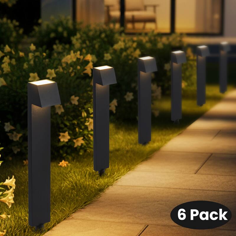 C Cattleya Low Voltage Matte Black Aluminum LED Outdoor Path Lights - 6-Pack