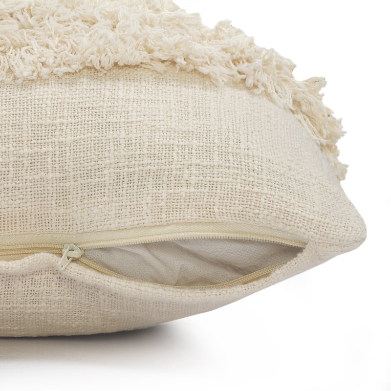 HomeRoots 14" X 36" Cream 100% Cotton Zippered Pillow