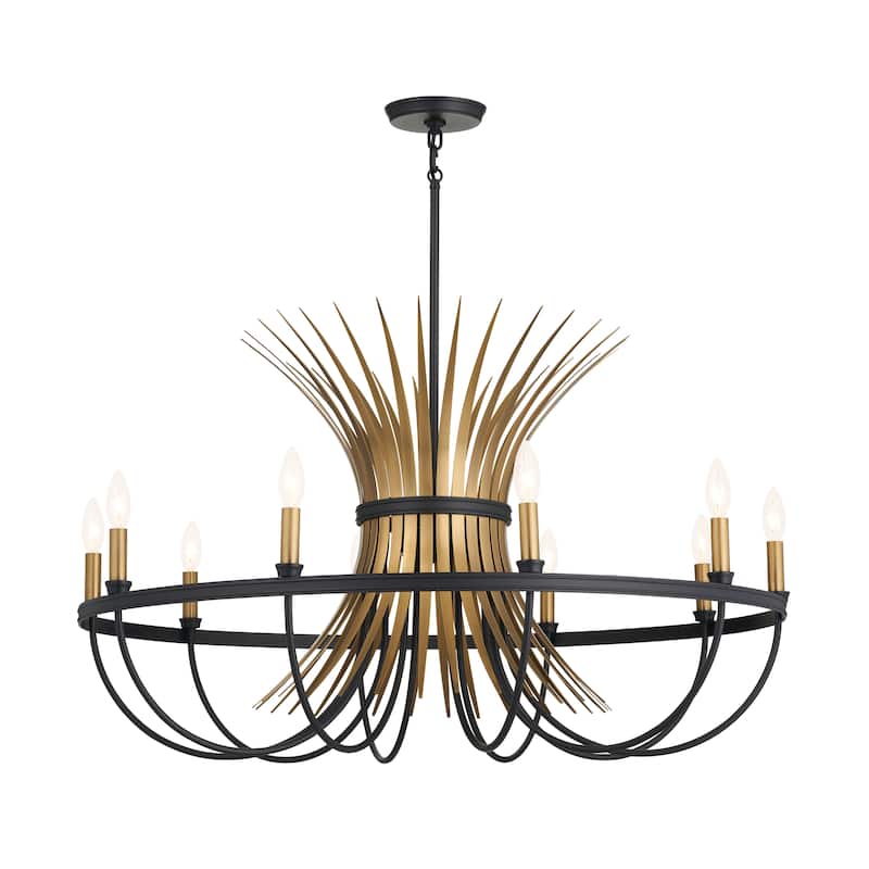 Kichler Lighting Baile 37 inch 10-Light Chandelier Natural Brass and Black