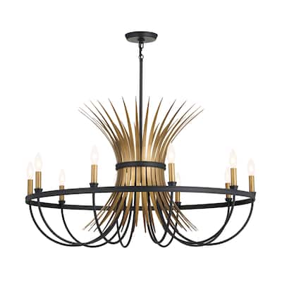 Kichler Lighting Baile 37 inch 10-Light Chandelier Natural Brass and Black