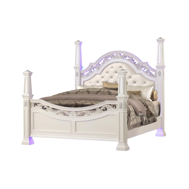 Valentina White Bedroom Set with LED Lighting