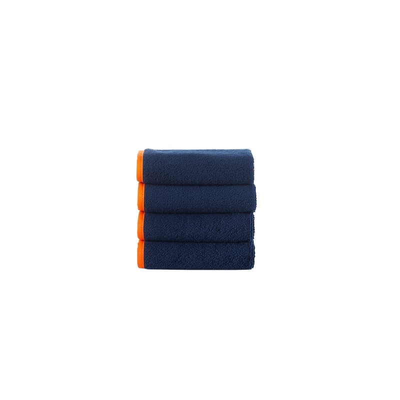 Brooks Brothers Contrast Frame 4 pcs Wash Towels - Navy