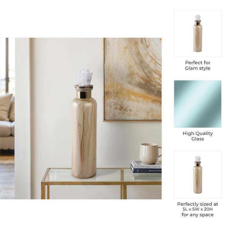 Glass Decorative Vase Glam Accent with Stone Details Modern Style