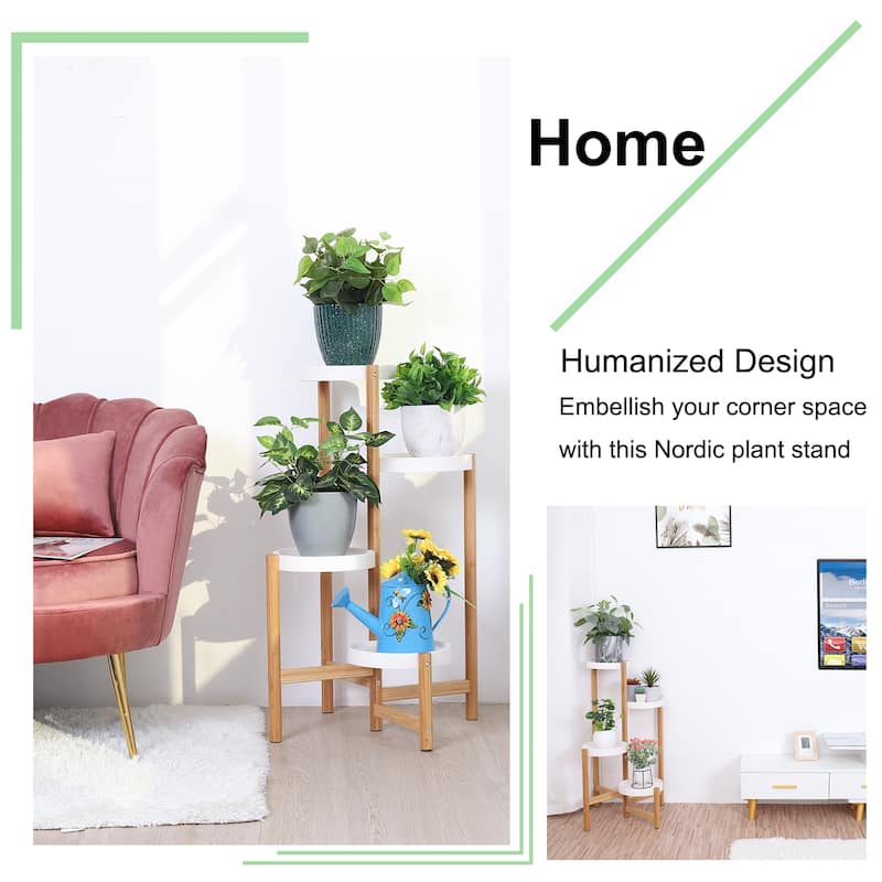 Solid Bamboo Tall Plants Stand Pot Holder Display Rack Indoor&Outdoor