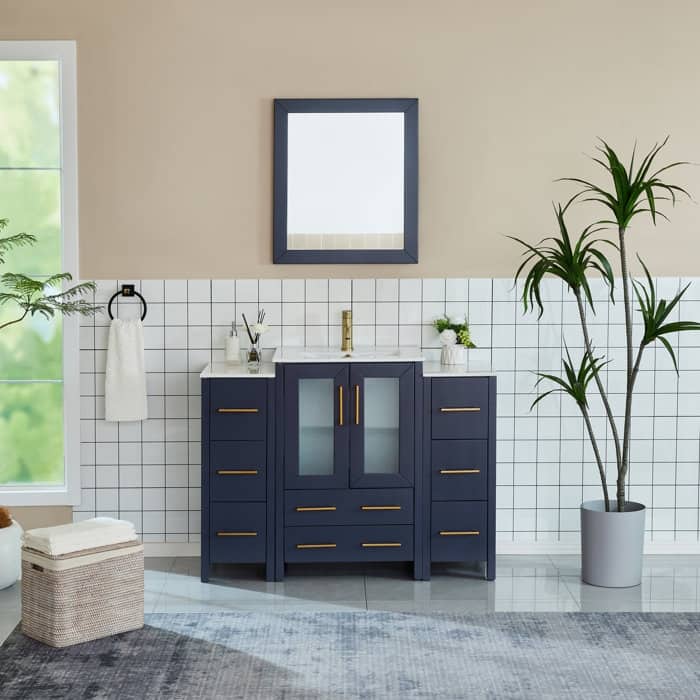 Vanity Art 48 in. Single Sink Bathroom Vanity with Top and Mirror - 48 X 18.1 X 35.8