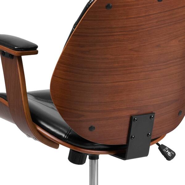 Shop Mid Back Black Leathersoft Executive Ergonomic Wood Swivel Office Chair W Arms Overstock 10125420