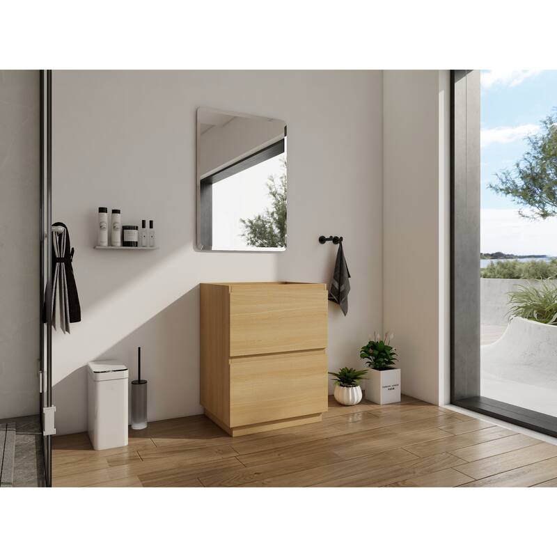 GDFStudio - Geneva Modern Wall-Mounted Bathroom Vanity Set with 2 Soft Close Drawers, Sink NOT INCLUDED