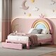 preview thumbnail 1 of 20, Roomfitters Upholstered Rainbow Design Bed, Velvet Princess Platform Bed with Storage Drawer, No Box-spring Needed Full Size