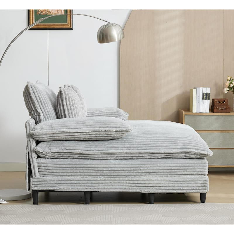 54.75" W Oversized Chaise Lounge Chair Fluffy Cushioned Sofa Bed with 2 Pillows